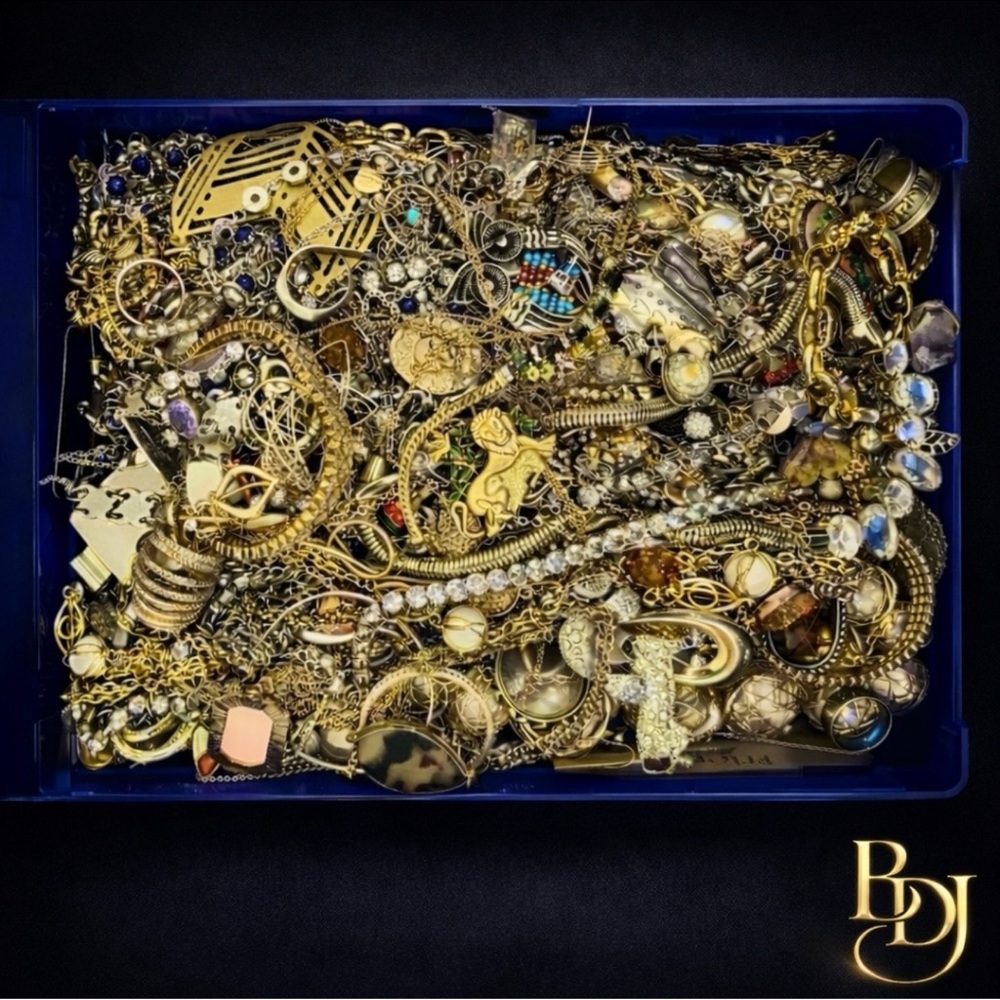 BDJ • Untested Discovery Lot — 2 lb Unsorted Jewelry Treasure Box • Mystery Mix